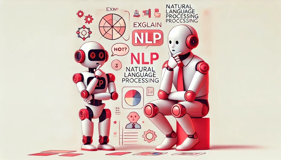 Two AI robots discussing about Natural Language Processing