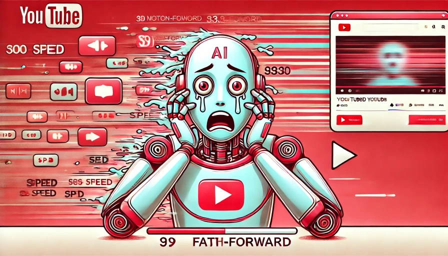 An AI Robot Panicking While Watching a YouTube Video in Fast Forward;